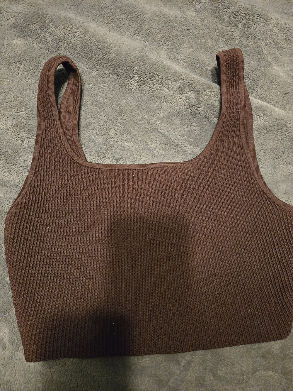 Babaton Chocolate Ribbed Tank Crop Top